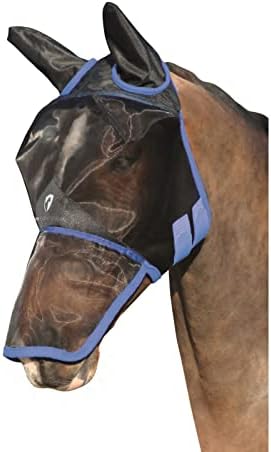 Маска за езда Hy BHB от окото на материала от ушите и носа (малко пони) (черна /циан)