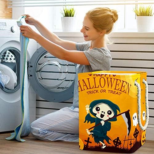 Inhomer Ретро Дизайн на Плакат за Хелоуин 300D Оксфорд PVC, Водоустойчив Кошница за Дрехи, Голяма Кошница за Дрехи за