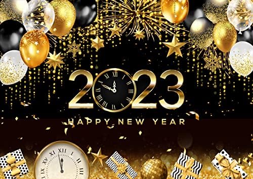 LTLYH 10x8ft Щастлива нова година на Фона 2023 Обратното Броене Парти Ухилен Чаши за Шампанско Боке Отблясъците Фон За