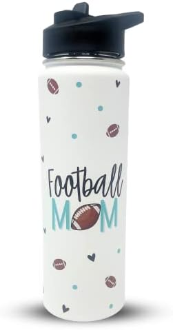 Подаръци Брук & Nina Designs Football Mom Tumbler - Голяма Изолирано бутилка за вода с Соломинкой - Пътна чаша от неръждаема Стомана с 24 грама за майки, татковци, Майки, съпруги, Жени