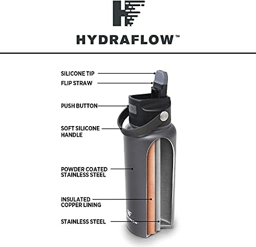 Hydraflow Hybrid - Бутилка с вакуумна изолация с с трикратно стени на 34 грама и панти соломинкой - Бутилка за вода с