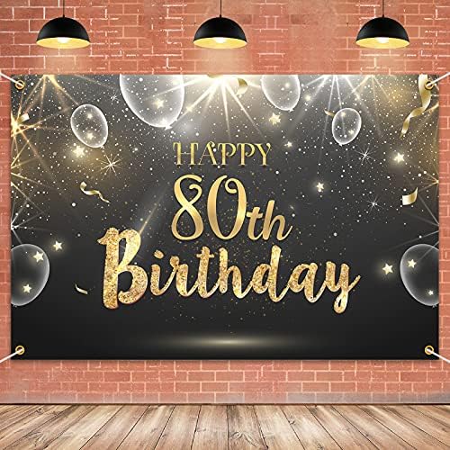 HAMIGAR 6x4ft С 80-годишнината, Позлатени Блестящ Фон за Банер - 80-Годишни Украса за Рожден Ден, Вечер, за да проверите