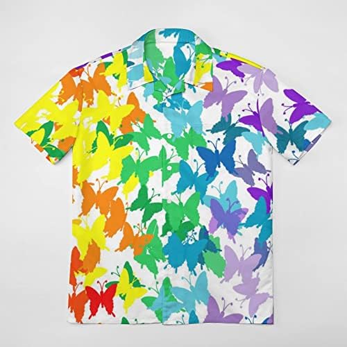 Мъжки ризи Rainbow Пеперуда С Къс ръкав и V-образно деколте, Графични и Тениски с Копчета, Плажни Ризи