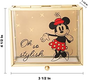 Ковчег За бижута Disney Minnie Mouse - О, Тази Стилна Стъклена Ковчег За Бижута С Мини маус, Кутия-Органайзер За Бижута