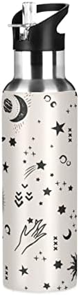 Бутилка за вода Glaphy Sun Moon Star с Колдовским Принтом на 32 мл, Бутилка за Вода със Сламен Капак, Изолирано от Неръждаема