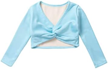 Aislor/Бебешки Балетные Блузи с дълъг ръкав и Възел За момичета, Жилетка с Миризмата, Фитнес Пуловер, Рокля За Танци,