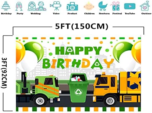 Боклукчийски камион Фон за Парти в чест на рождения Ден на Кофа за Боклук Снимка Фон Среща Балони Кофа за Боклук Студиен