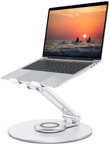 Регулируема Поставка за лаптоп OMOTON с Въртяща се на 360 градуса Основа и Преносима стойка за лаптоп