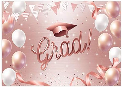 Funnytree 7X5FT Поздравительный фона на завършилите Розово злато Поздравления Бала клас 2022 година Розов Фон с въздушно