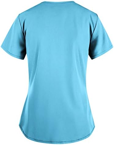 Женска тениска с V-образно деколте, Работни Униформи, Тениска с кръгло деколте и Къс Ръкав, Класически Ризи Оверсайз