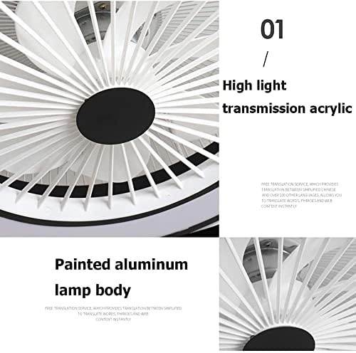 DLSixYi 21,7Nordic Smart LED Вентилатор, Вентилатор на Тавана с Осветление Дистанционно Управление Безшумен Вентилатор