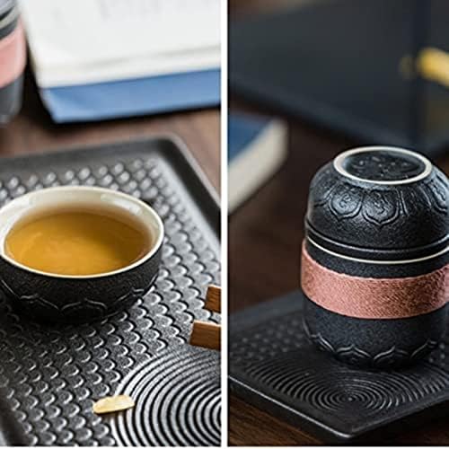 DMWMD Чай Комплект Керамични Преносим Кана, Комплект За пътуване на Открито Гайвань Чаени чаши за Чайна церемония Чаена