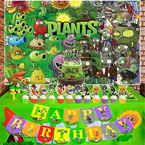 Растенията Игри Тематичен Фон за парти PVZ Плакат Зомбита, за да проверите за видео игри PVSZ Парти по случай Рожден Ден, Детски душ За парти Украса на дома си -(Ш79 * В60 ин