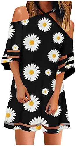 Дамски Пролетни рокли 2023, Ежедневното Спа Рокля с кръгло деколте и Цветисти Принтом, Ежедневни Свободни Празнични Рокли