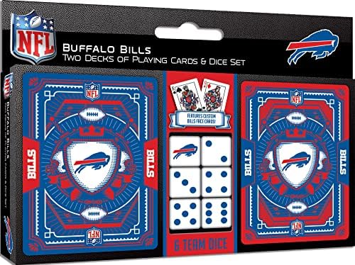 Денят MasterPieces - NFL Buffalo Bills 2-Pack Игра на карти и зарове - Официално лицензиран определени за възрастни и семейства