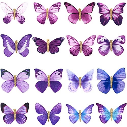 DEEKA 16 БР. Фиби за коса с Пеперуди, Малки Реалистични Цветни Фиби за Коса Ръчна изработка на 90-те Години, Шнола, Аксесоари