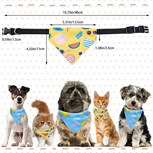 Лятна кърпа за кучета HACRAHO, 2 броя, Летен Триъгълен Шал за домашни Любимци с Плодов Принтом, Регулируема Хавайски