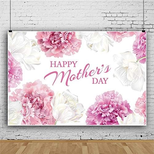 Leowefowa Честит Ден на Майката Фон за Снимки 12x8 метра Винил Елегантен Бял на Розови Цветя Картини Фон За Съвместна