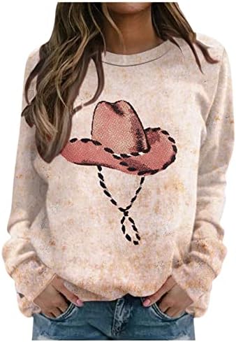 JJHAEVDY Женски Пуловер с принтом, Извънгабаритни Тениски С кръгло деколте, Блузи, Ежедневни Пуловер, Свободна Hoody,