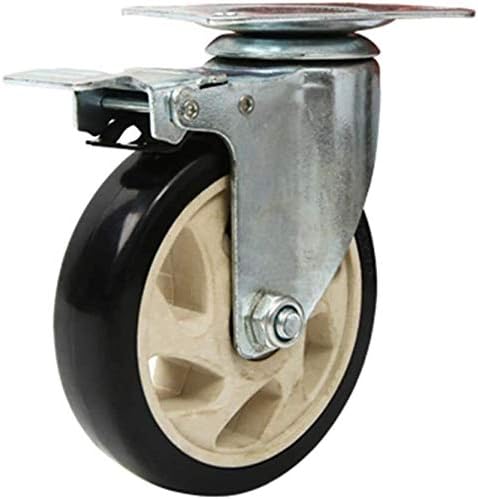 Джанти LumeCube за тежки условия на работа, промишлени полиуретан въртящи се колела със спирачка, 300 кг, стоманени цинк таблетки дограма (опаковка от 4), Ламелни колела (Ц