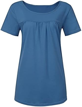 Дамски Летни Блузи Свободно, Намаляване, Струящиеся Тениски С Къс Ръкав, Однотонная Плиссированная Тениска С Кръгло Деколте,