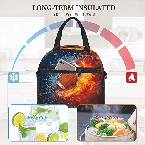 Чанта за обяд в стил ръгби Лед и огън и 3 Предмет на прибори за хранене от неръждаема стомана (нож, Вилица, лъжица) с