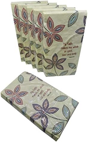 Моята Вяра. Хартиени Кърпи за гости или Кърпички за вечеря в цветенце от Библейски стих 16 парчета (опаковка от 6 броя)