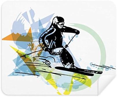 Спорт Зимните Спортисти, свободен стил Ски, Акварел Плат За Почистване на Екрана за Пречистване на 2 елемента Замшевой