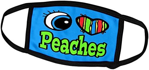 3dRose Bright Eye Сърце I Love Peaches - Обложки за лице (fc_106364_3)