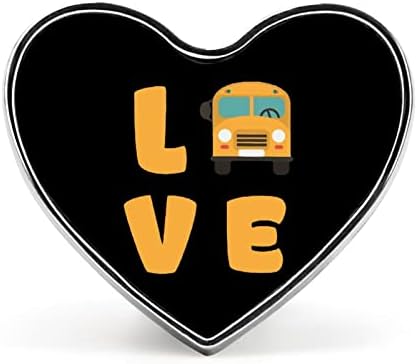 Аз Обичам Училищни автобуси Забавен Икона във формата на Сърце Брошка Игла За Вратовръзка С Ревери на Жени Пуговица Декор