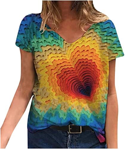 Горната Риза за Жени Лято Есен с Къс Ръкав 2023 Облекло Модерен Памучен Тениска с V Образно Деколте и Графичен Дизайн