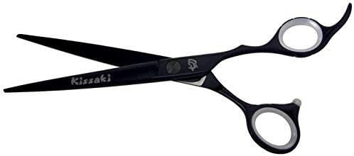 Ножици за коса Kissaki 7.0 инча Futasuji Черни Сатенени Ножица За Подстригване на Коса Фризьорски Ножици