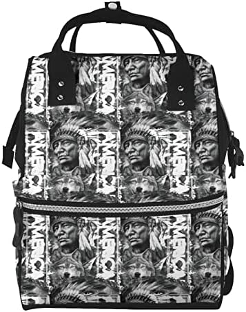 Раници за смяна на Пелени За майките в стил Ретро-Американско-Индийски-Wolf Travel Bookbag Чанти за Памперси Back Pack