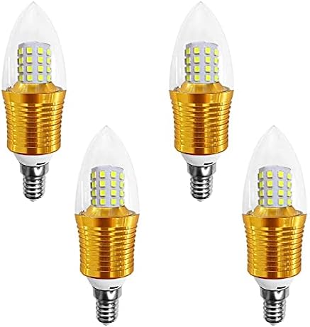Lxcom Lighting E14 Led лампи-Свещници (4 опаковки) 9 Ватова Лампа с дневна светлина Бял цвят 6000 До Led лампи-Свещи