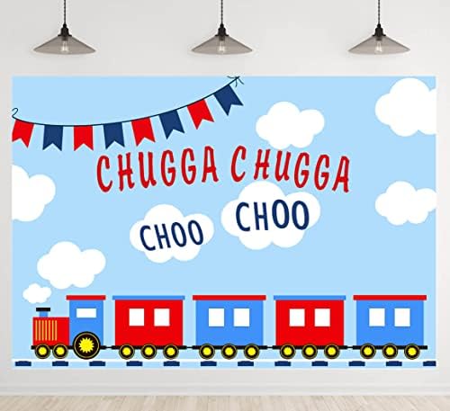 Червено-Синият Влак, Фонове за Рожден Ден за момчета, Синьо небе, Бели облаци, Чугга-Чугга-Чу Chu, Честит 2-ри Рожден