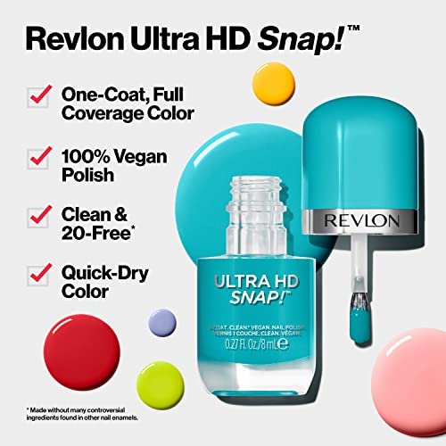 Лак за нокти REVLON Ultra HD Snap, блестящ цвят на ноктите, Веганская формула, Не се изисква база и най-горния слой, 014 Червена и естествена, 0,27 течни унции (опаковка от 2 броя)