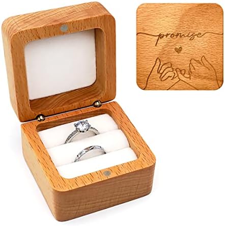 дървена ковчег за пръстени с голям надпис-Ковчег за пръстените в селски стил - Квадрат Ковчег За съхранение на бижута