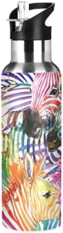 Термос за вода UMIRIKO Zebra Design Animal със Сламен капак, 20 Грама, за деца, Момчета и Момичета, Фланец От Неръждаема
