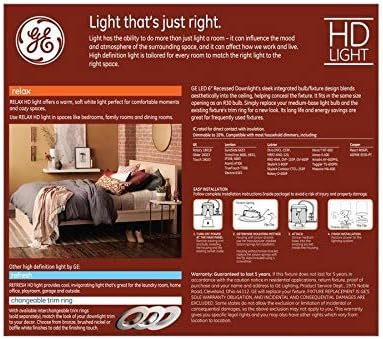 - Вградени лампа GE Relax мощност 65 W Равностоен бял цвят, с регулируема яркост (5 или 6 инча)