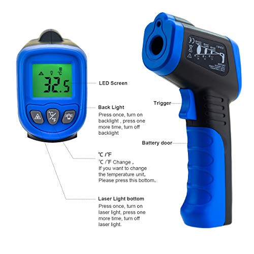 Цифров Инфрачервен Лазерен Термометър AP-981A Безконтактен ИНФРАЧЕРВЕН Термометър Пистолет Температурен Пистолет -58℉~ 662℉(-50℃~350℃) с осветление за съхранение на дан?