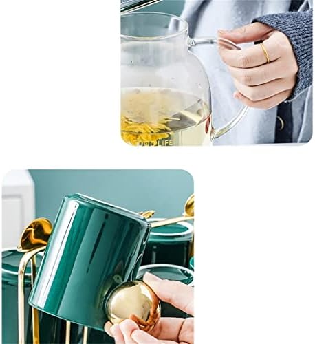 HDRZR Чай от устойчиви на топлина стъкло за хола, Вкъщи кана с цветя и плодове в скандинавски стил (Цвят: D, Размер: