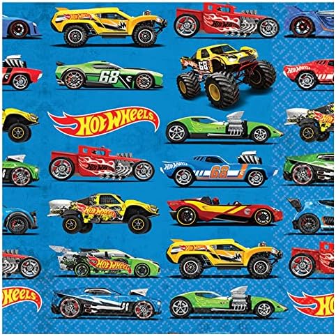 Хартиени салфетки за напитки Hot Wheels Wild Racer - 5 x 5 | Цветни | Опаковка от 16 броя