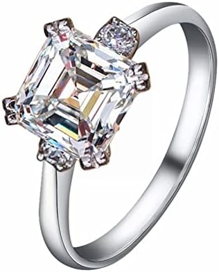 2023 Женски винтажное диамантен пръстен, годежен пръстен от цирконий, пръстени от смола, размер 8 (сребро, 7)