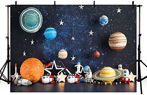 MEHOFOND 10x7ft космически фон за снимки Вселената, Планета, Звезда, Галактика астронавт ракета Декорация за детски рожден ден момче портрет снимка фон подпори банер