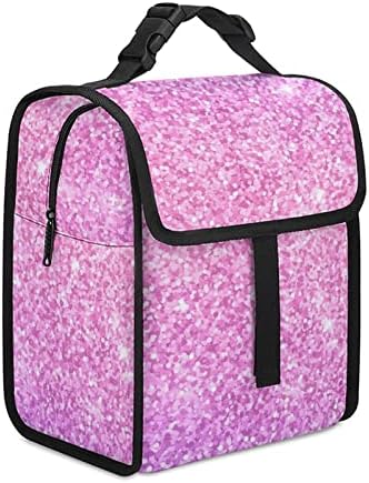 NAWFIVE Розова Градиент Лъскава Чанта за Обяд, Дамски Луксозна Запечатани Случайна Кутия за Обяд, Торби за Многократна