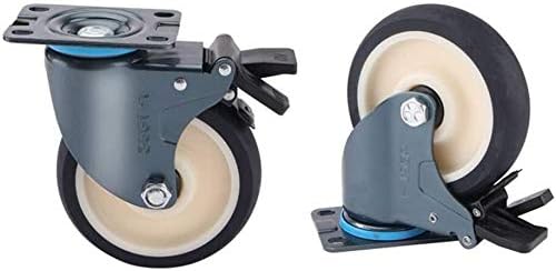 Джанти NIANXINN за тежки условия на работа за 300 кг φ75 mm / 100 mm / 125 мм, комплект от 4-те полиуретан ротационни колелце за мебели със спирачки, за колела за колички за голф (Цв