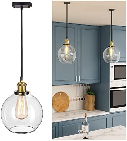 Стъклена окачена лампа Frideko - Окачена лампа с географски глобус 11.8 инча, Съвременно Подвесное осветление за кухненски