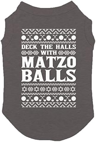 Украсете зали с топки от matzo - Ханукальная тениска за кучета (студена, със средна плътност)